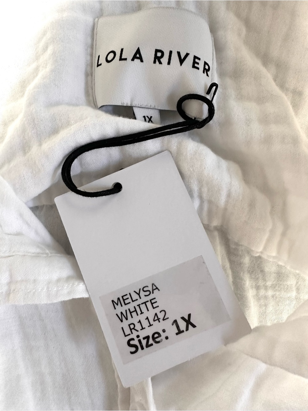 Lola River Melysa White Double Gauze Cotton Button-Up Shirt NWT 1X - Picture 5 of 8